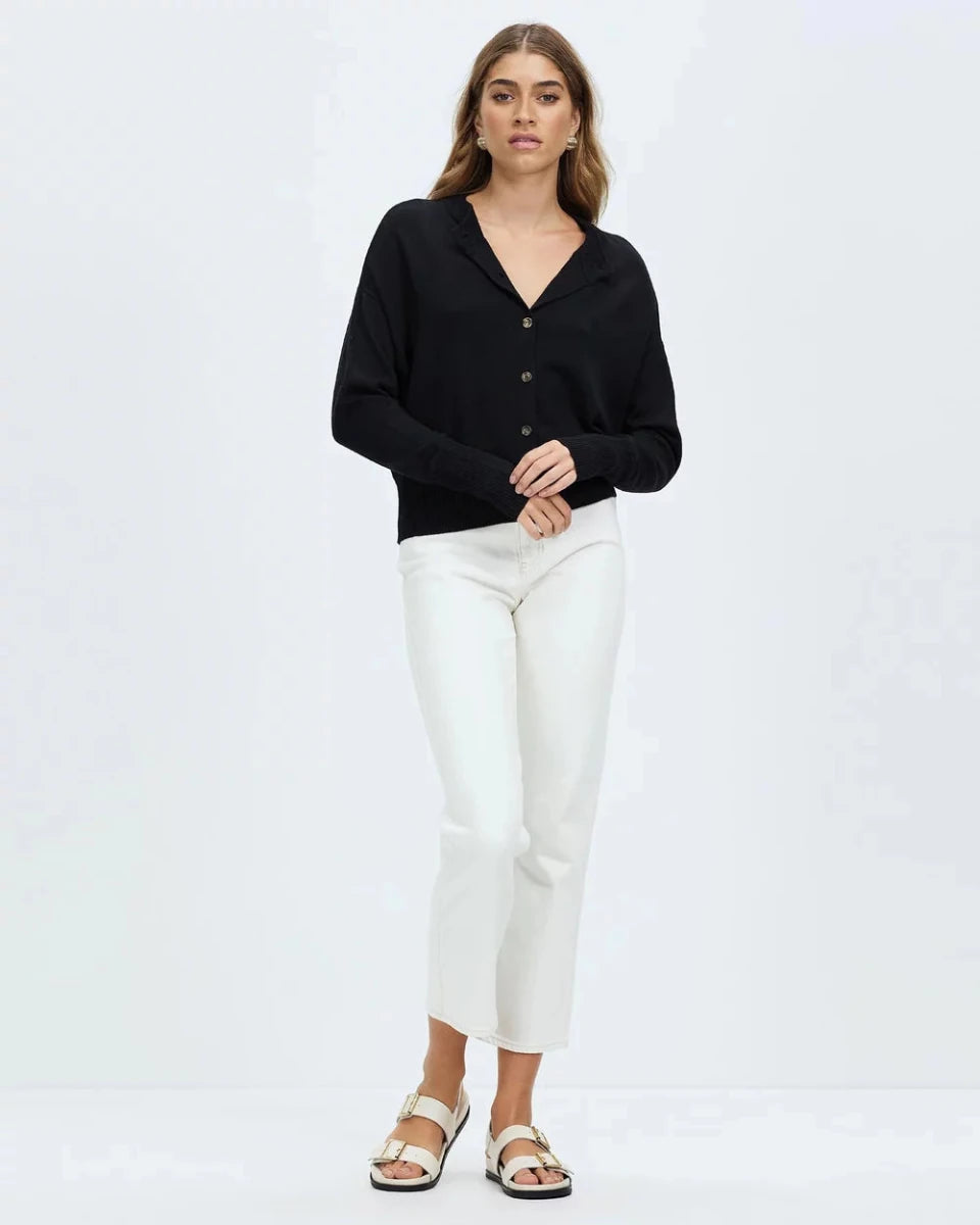 Dacey Cardigan - Black cardigan White by FTL