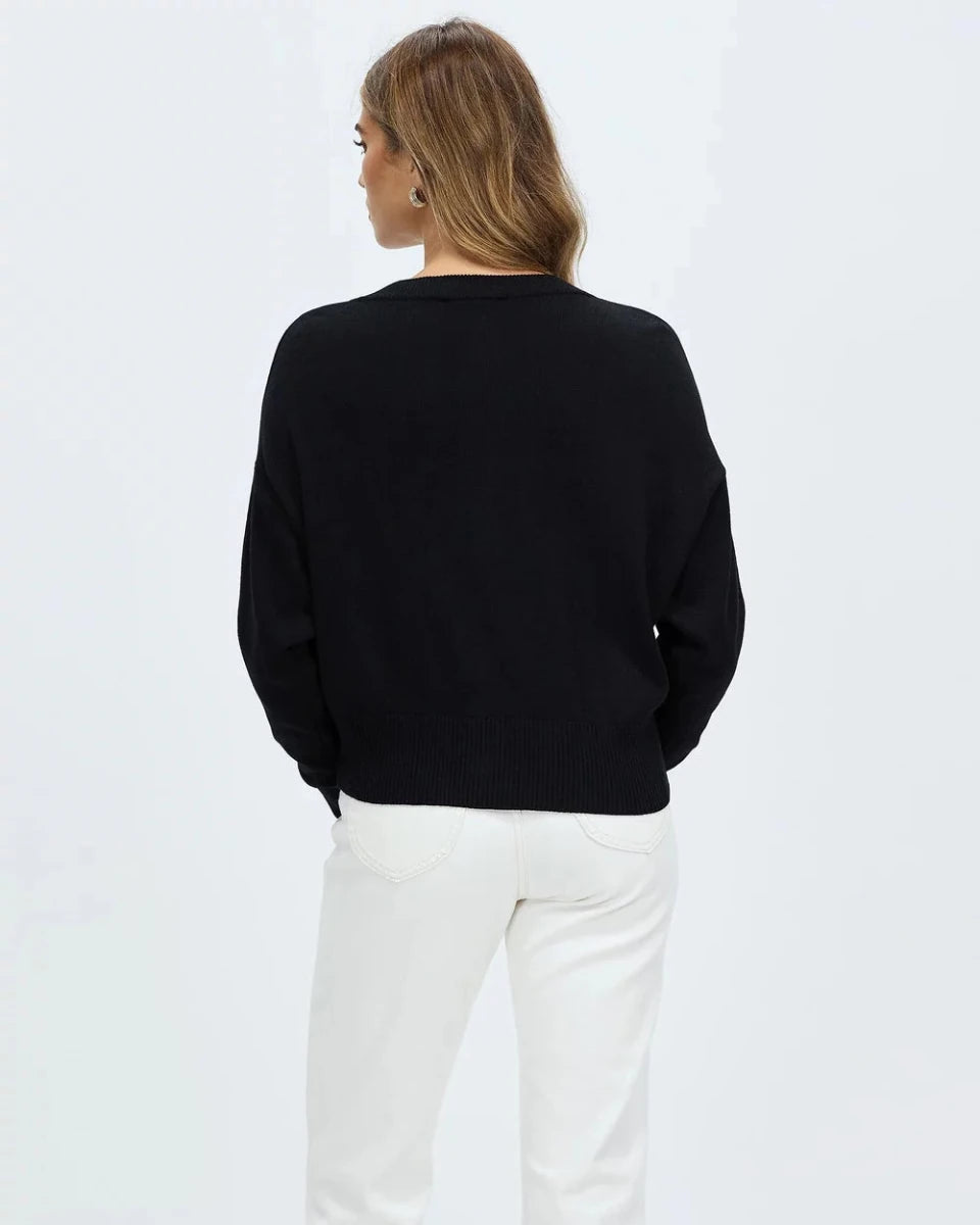 Dacey Cardigan - Black cardigan White by FTL