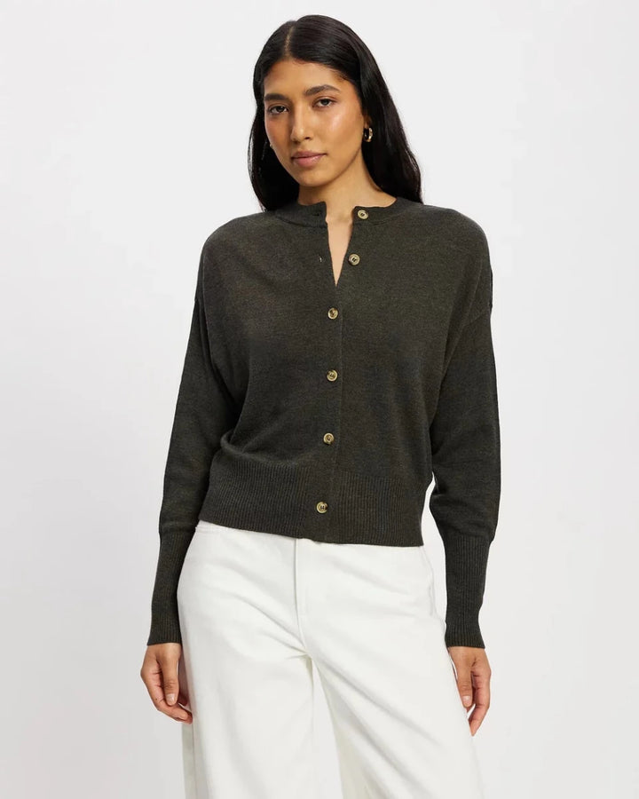 Dacey Cardigan - Khaki cardigan White by FTL
