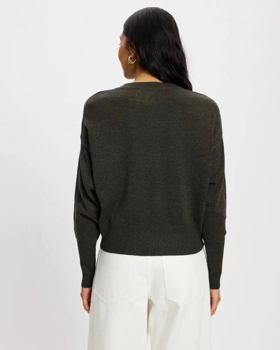 Dacey Cardigan - Khaki cardigan White by FTL