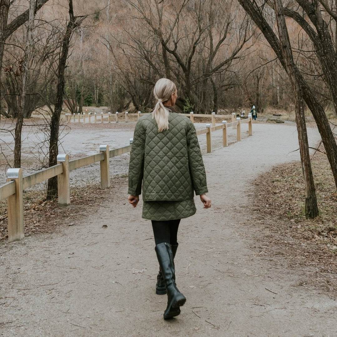 Daisy Quilted Jacket - Olive Green Coats &amp; Jackets Moke Apparel