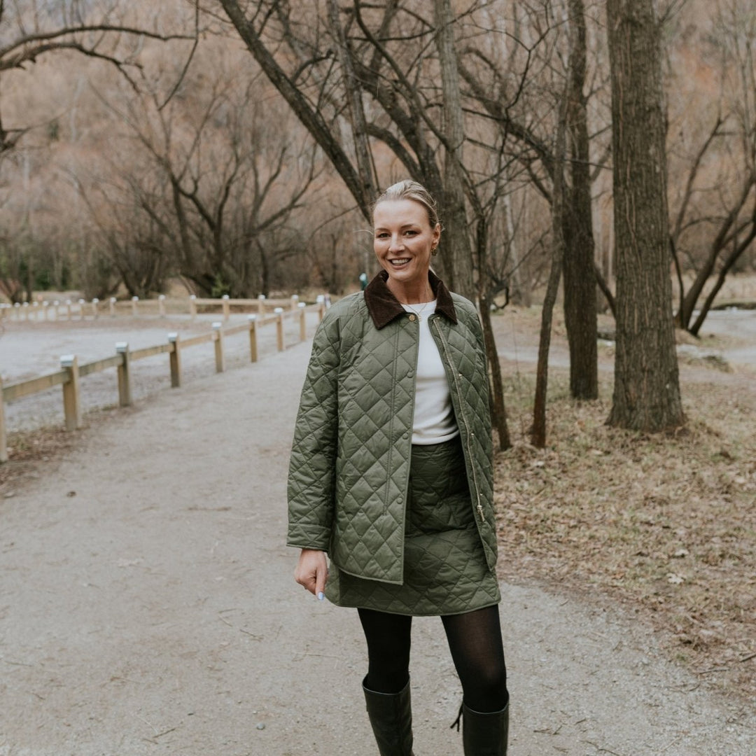 Daisy Quilted Jacket - Olive Green - Stanleyandstone