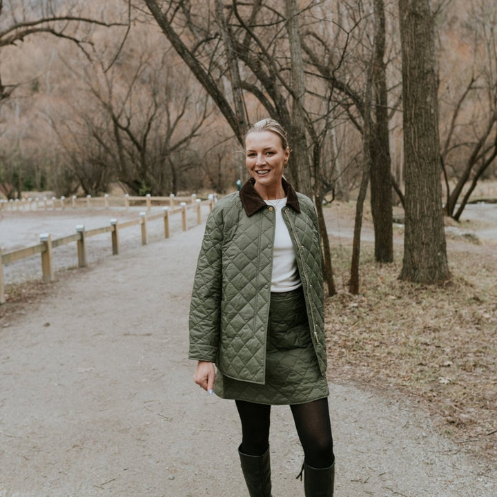 Daisy Quilted Jacket - Olive Green Coats &amp; Jackets Moke Apparel