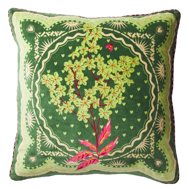 Marnie Velvet Cushion - Hunter Green Sage &amp; Clare Feather Insert