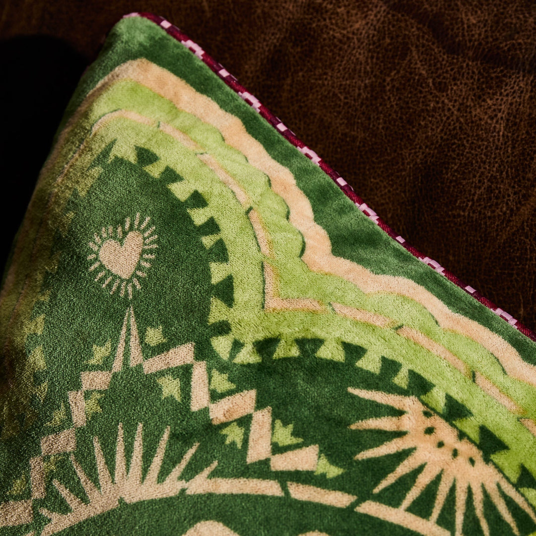 Marnie Velvet Cushion - Hunter Green Sage &amp; Clare