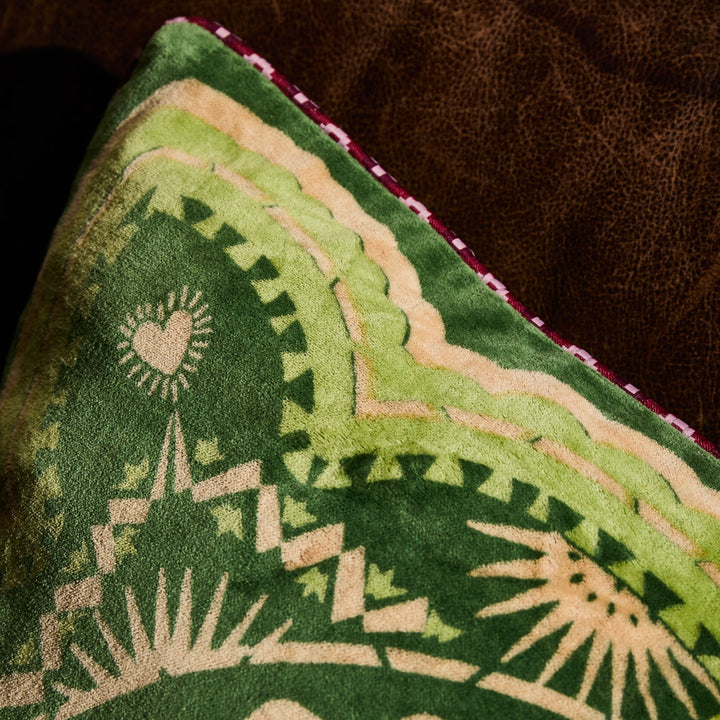 Marnie Velvet Cushion - Hunter Green Sage &amp; Clare