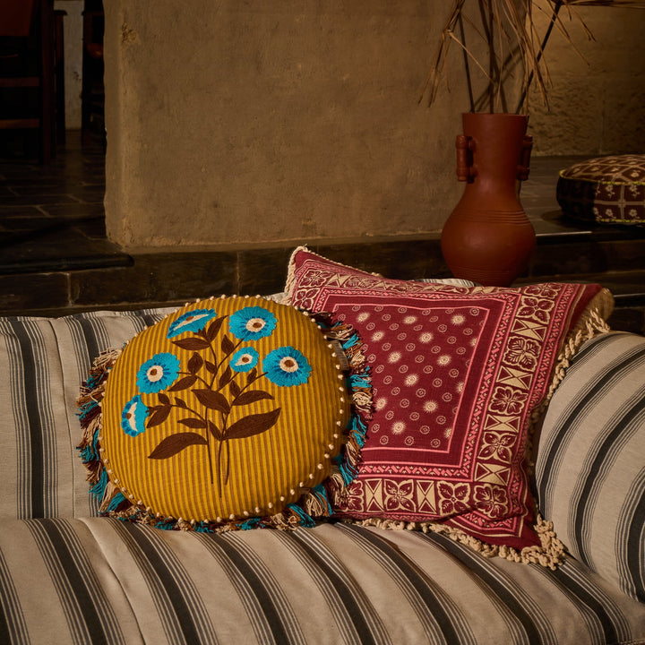 Odessa Reversible Cushion - Poppy Sage &amp; Clare