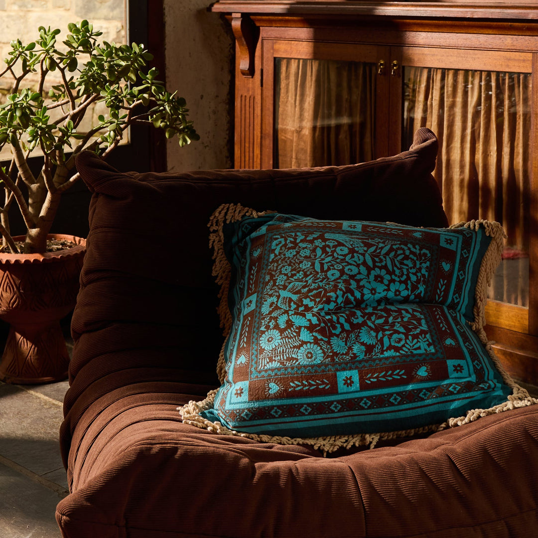 Odessa Reversible Cushion - Turquoise