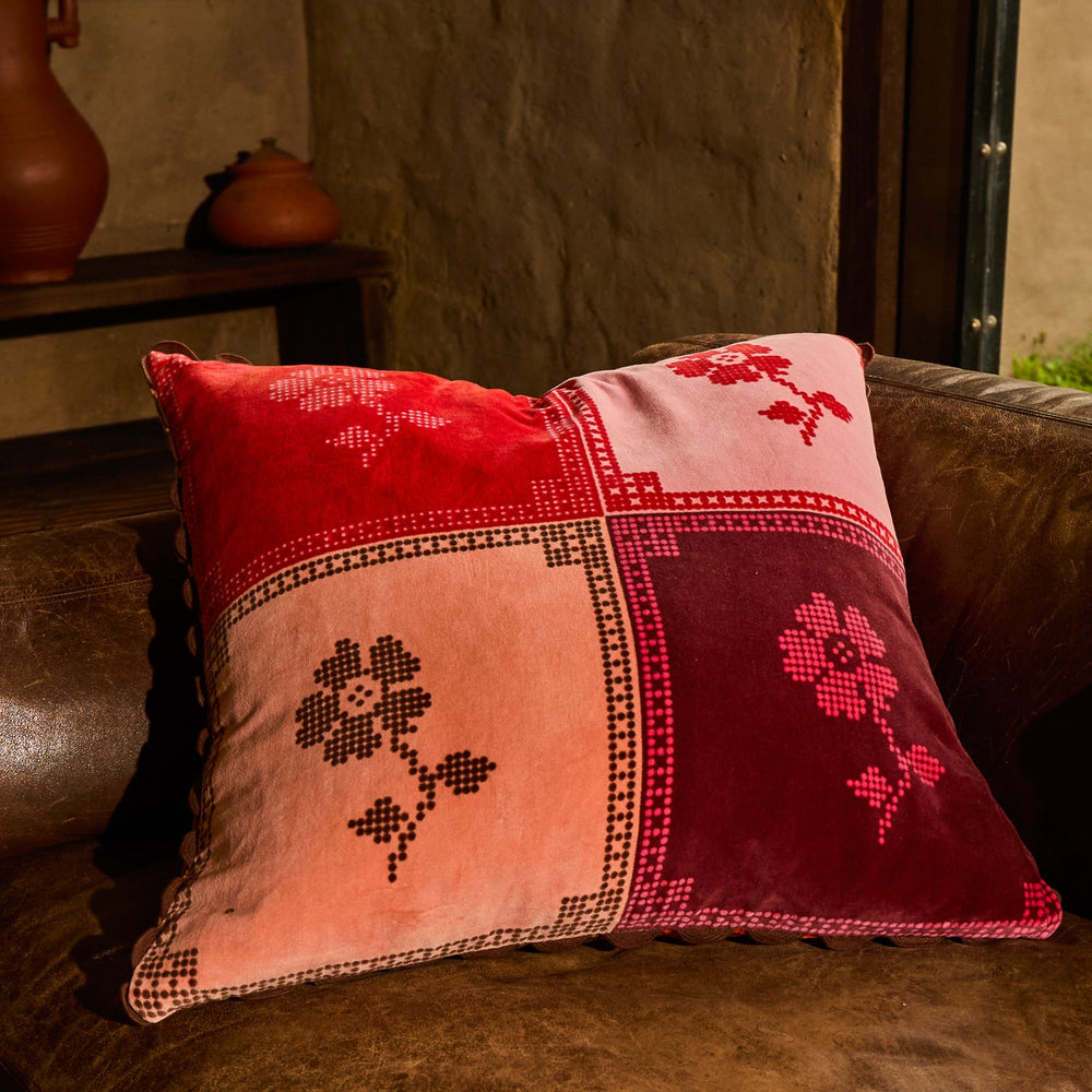 Bonny Reversible Velvet Cushion - Sienna Sage x Clare