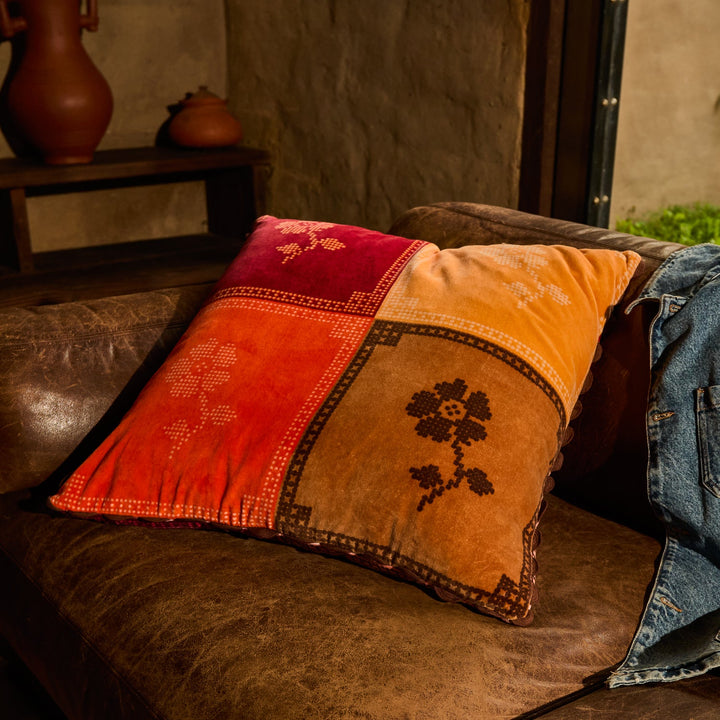 Bonny Reversible Velvet Cushion - Sienna Sage x Clare
