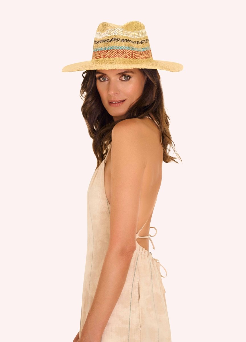 Daphne Hat - Natural with Stripe - Stanleyandstone