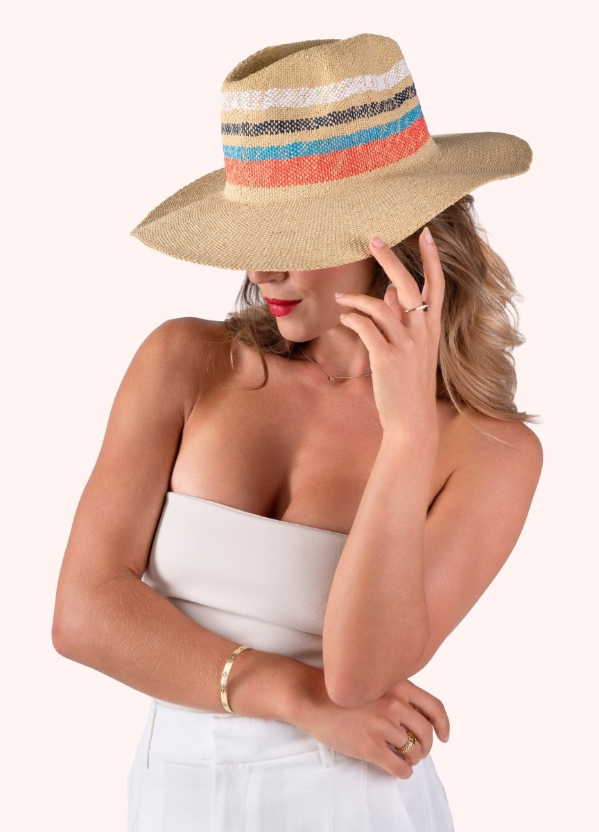 Daphne Hat - Natural with Stripe - Stanleyandstone