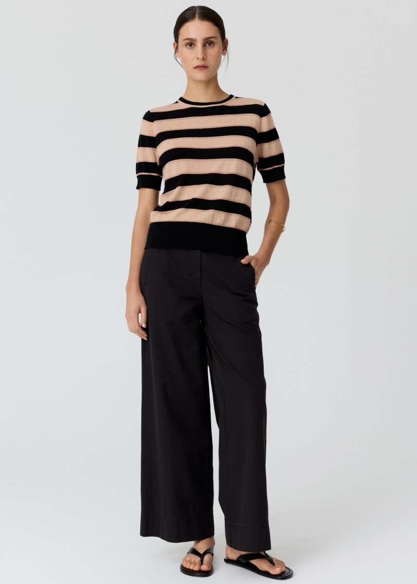 Darcey Stripe Knit Tee - Black/Pink/black knit POL