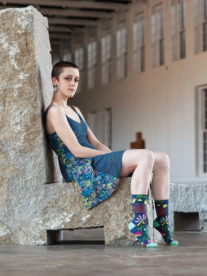 "Delicate Flower" Socks socks Blue Q Socks