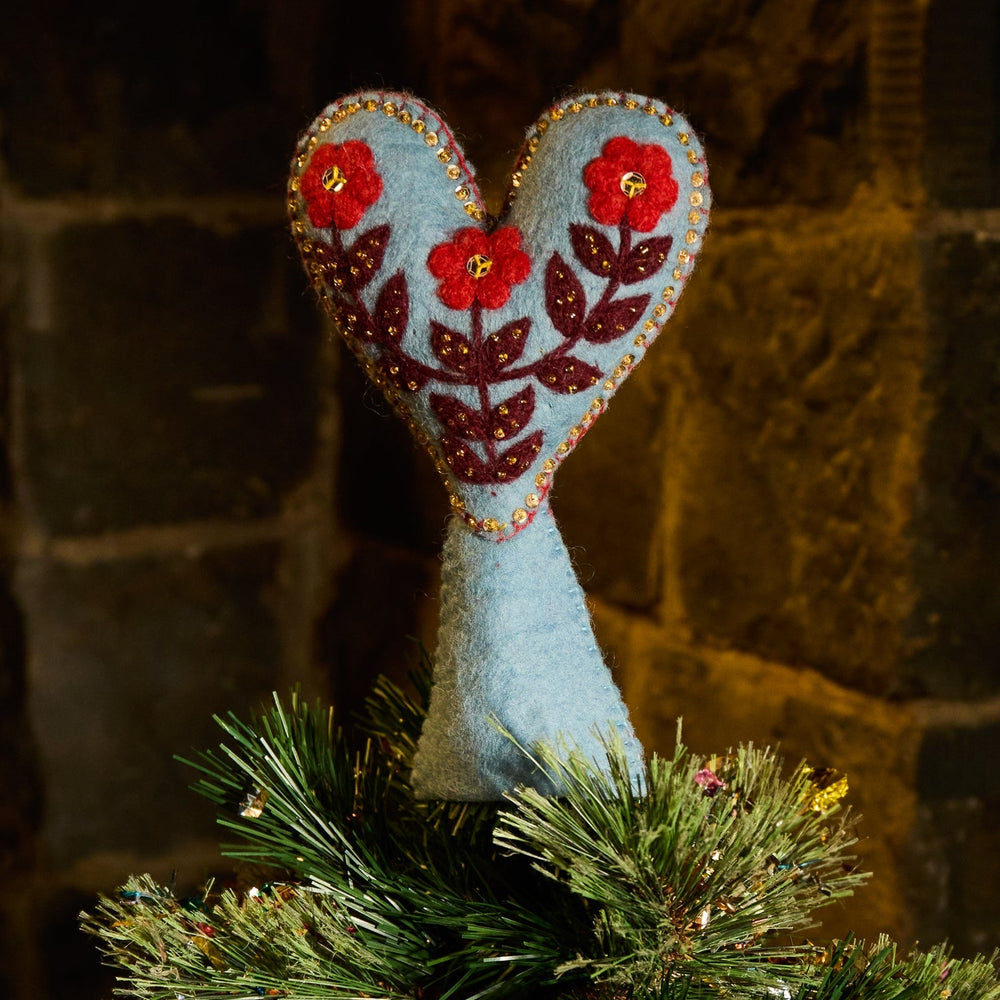 Delilah Felt Heart Tree Topper christmas decoration Sage & Clare
