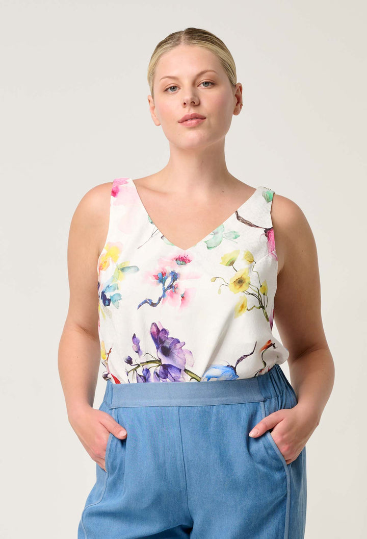 Delray Reversible Cupro Cami in Plume Blossom top Once Was