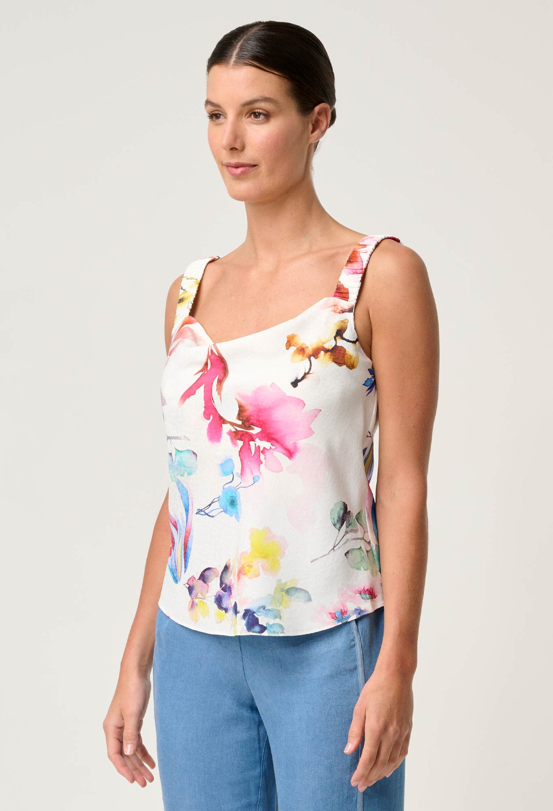 Delray Reversible Cupro Cami in Plume Blossom top Once Was