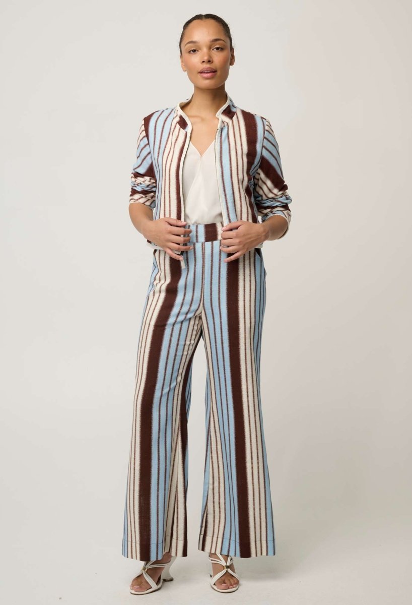 Delray Reversible Linen Viscose Jacket in Nautilus Bloom / Iridescent Stripe Coats &amp; Jackets Once Was