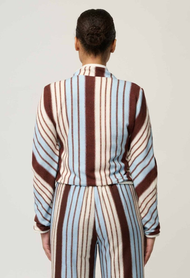 Delray Reversible Linen Viscose Jacket in Nautilus Bloom / Iridescent Stripe Coats &amp; Jackets Once Was