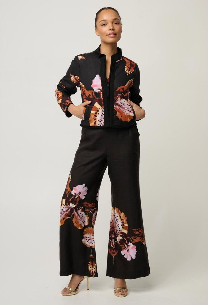 Delray Reversible Linen Viscose Jacket in Sunset Orchid/Noir Orchid Blouse Once Was
