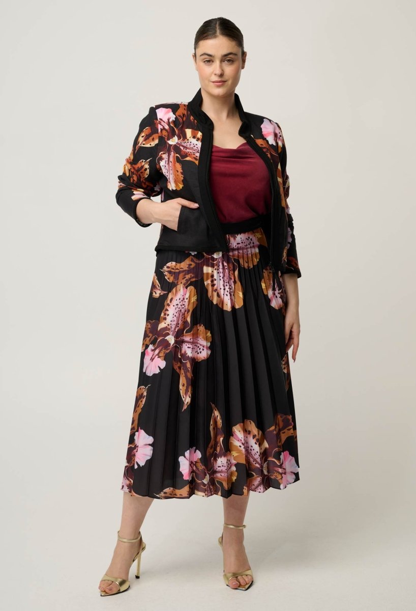 Delray Reversible Linen Viscose Jacket in Sunset Orchid/Noir Orchid Blouse Once Was