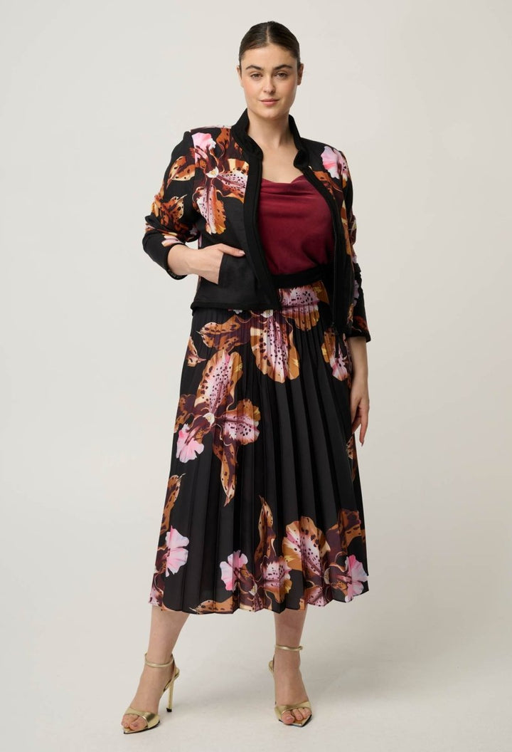 Delray Reversible Linen Viscose Jacket in Sunset Orchid/Noir Orchid Blouse Once Was