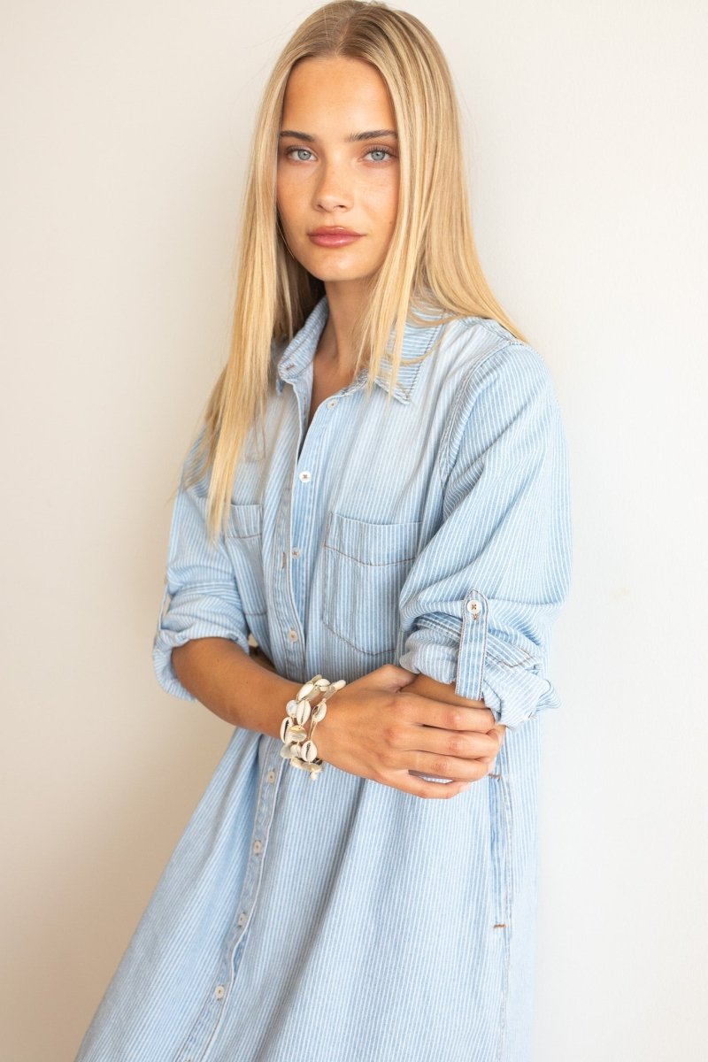 Denim Stripe Shirtdress shirt Hut