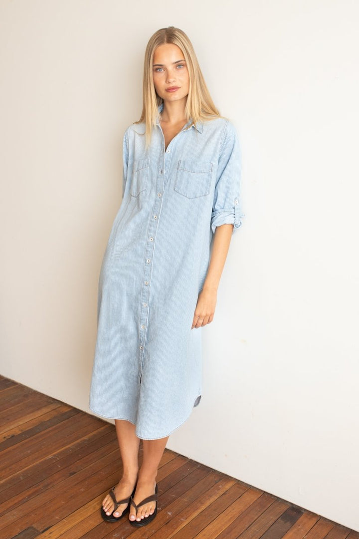 Denim Stripe Shirtdress shirt Hut