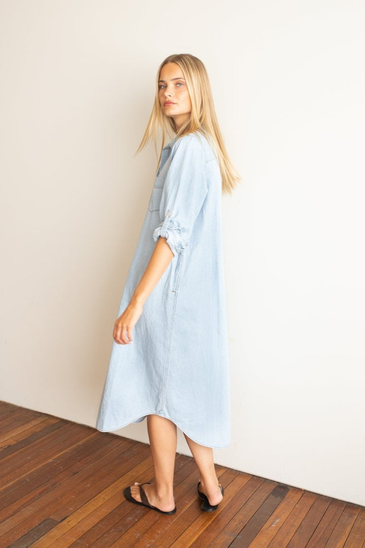 Denim Stripe Shirtdress shirt Hut