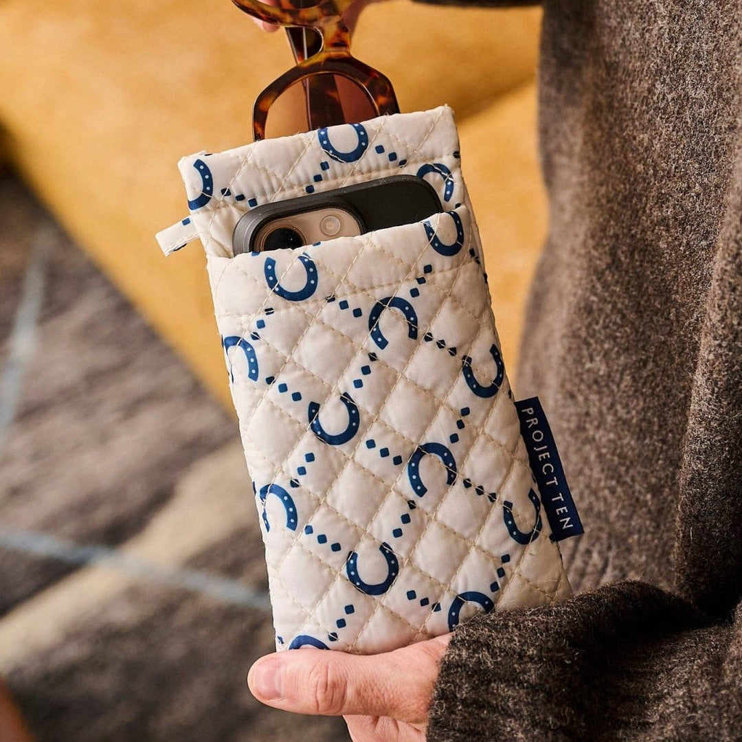 Double Glasses Case – Navy Horseshoe - Stanleyandstone