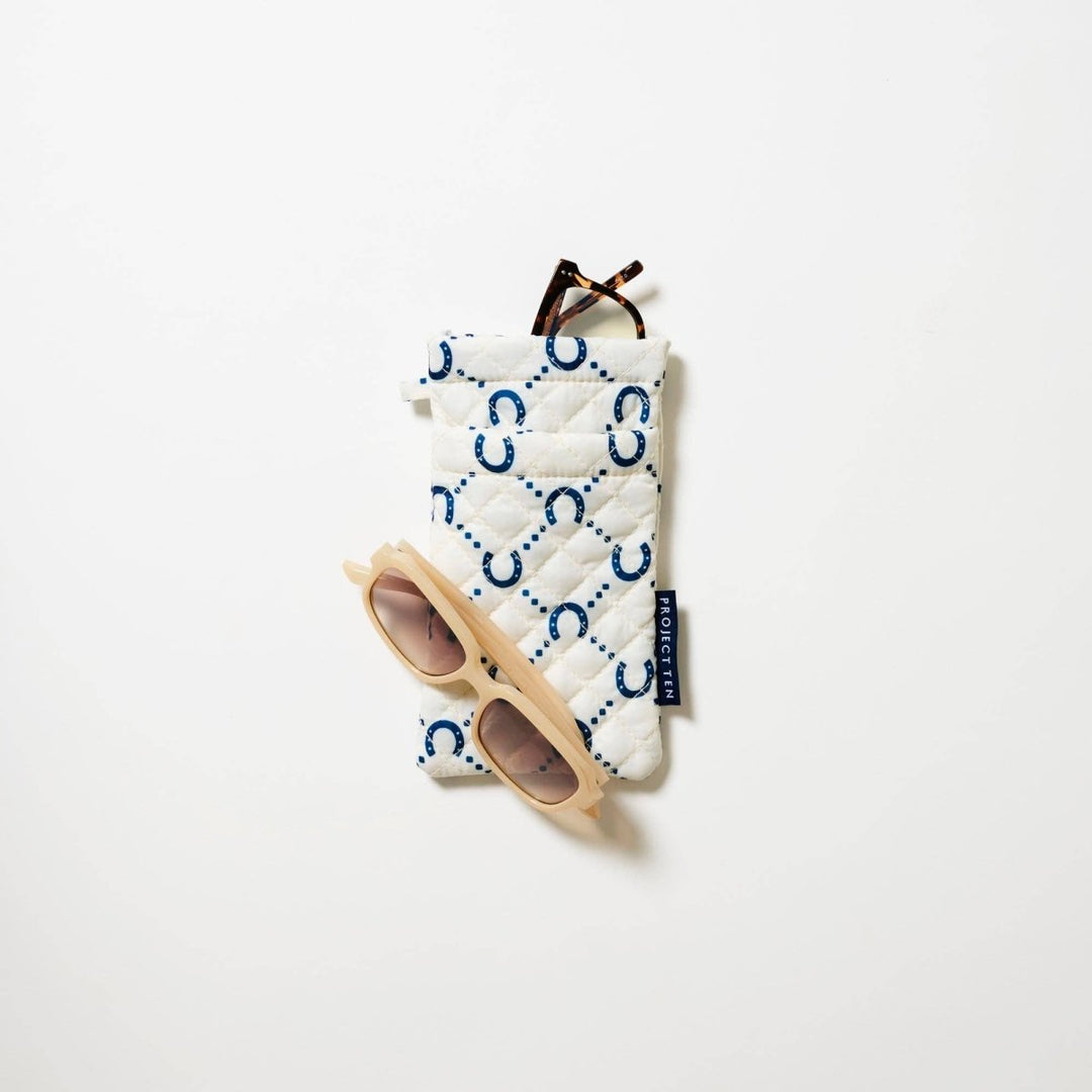 Double Glasses Case – Navy Horseshoe - Stanleyandstone