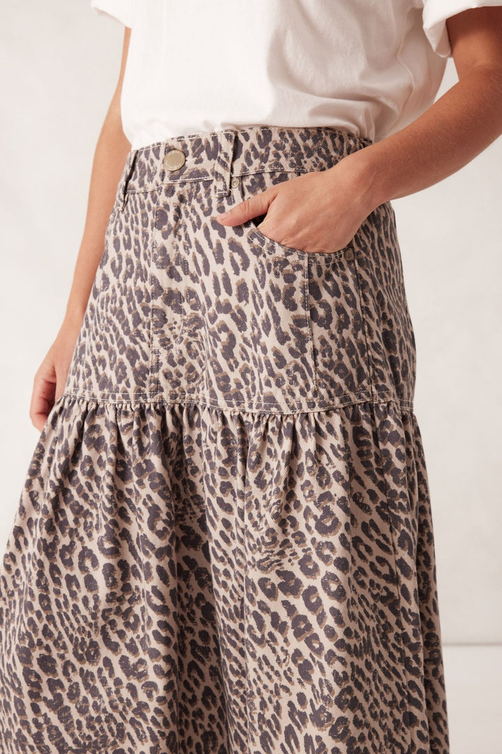 Drop Waist Denim Midi Skirt Ceres Life