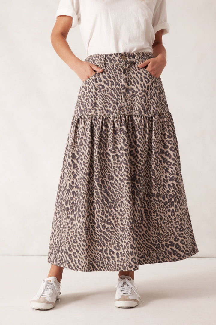Drop Waist Denim Midi Skirt Ceres Life