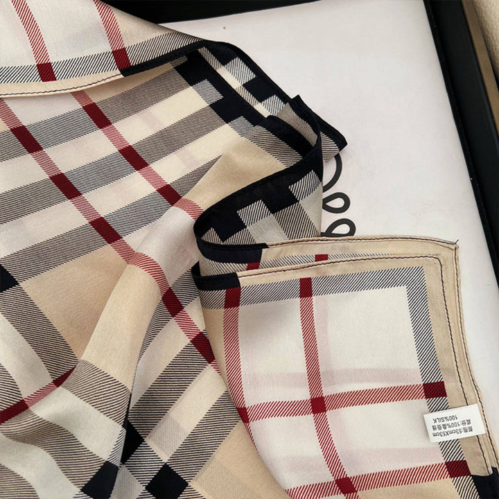 Simple Plaid 100% Mulberry Silk Scarf Stanleyandstone