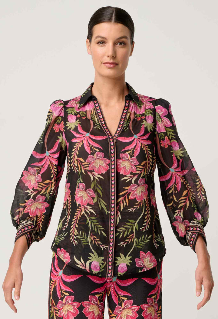 Elysian Silk Cotton Shirt in Anthos Lótos Blouse Once Was