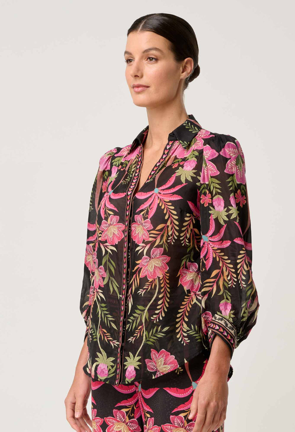 Elysian Silk Cotton Shirt in Anthos Lótos Blouse Once Was
