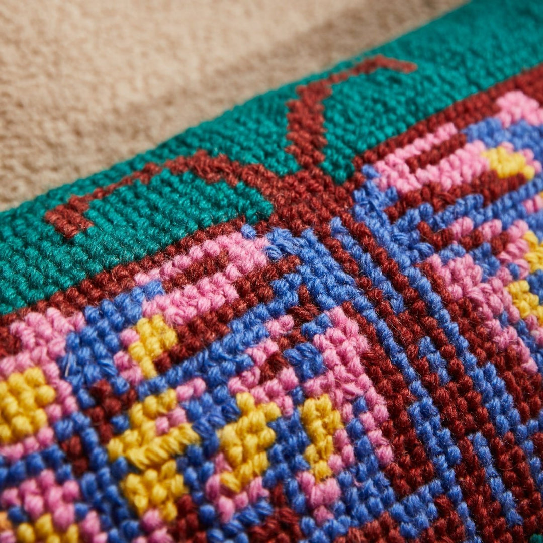 Emilia Cross Stitch Cushion Sage &amp; Clare