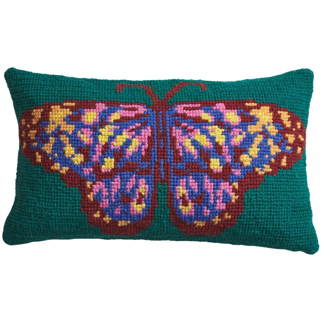 Emilia Cross Stitch Cushion Sage &amp; Clare Feather Insert