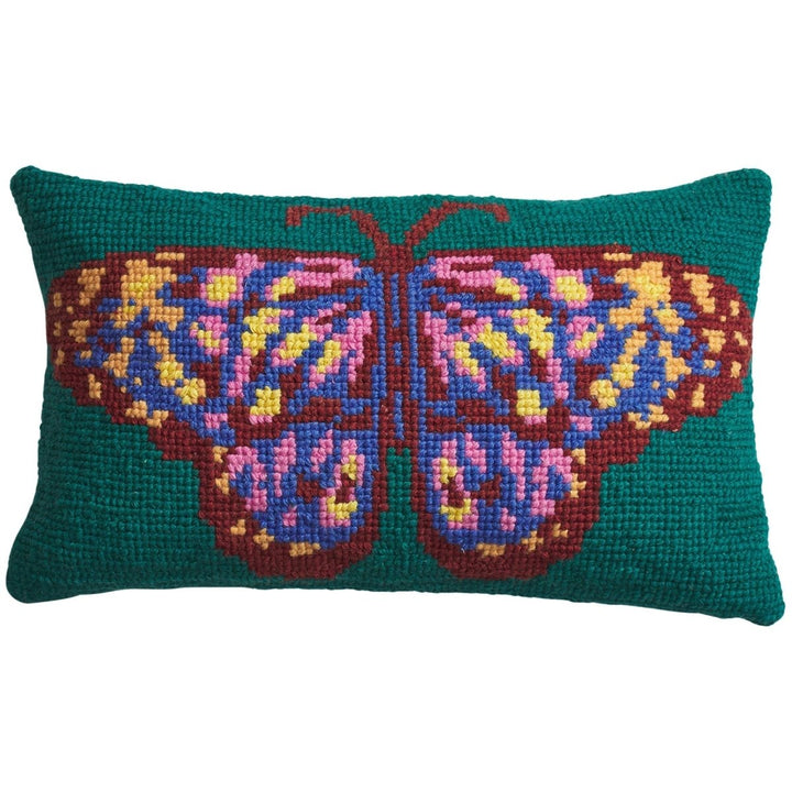 Emilia Cross Stitch Cushion Sage &amp; Clare Feather Insert