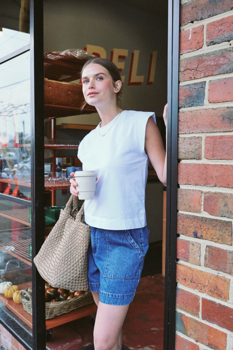 Esme Extended Shoulder Tee - White Tee shirt Ceres Life