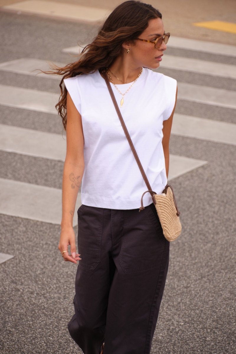 Esme Extended Shoulder Tee - White Tee shirt Ceres Life