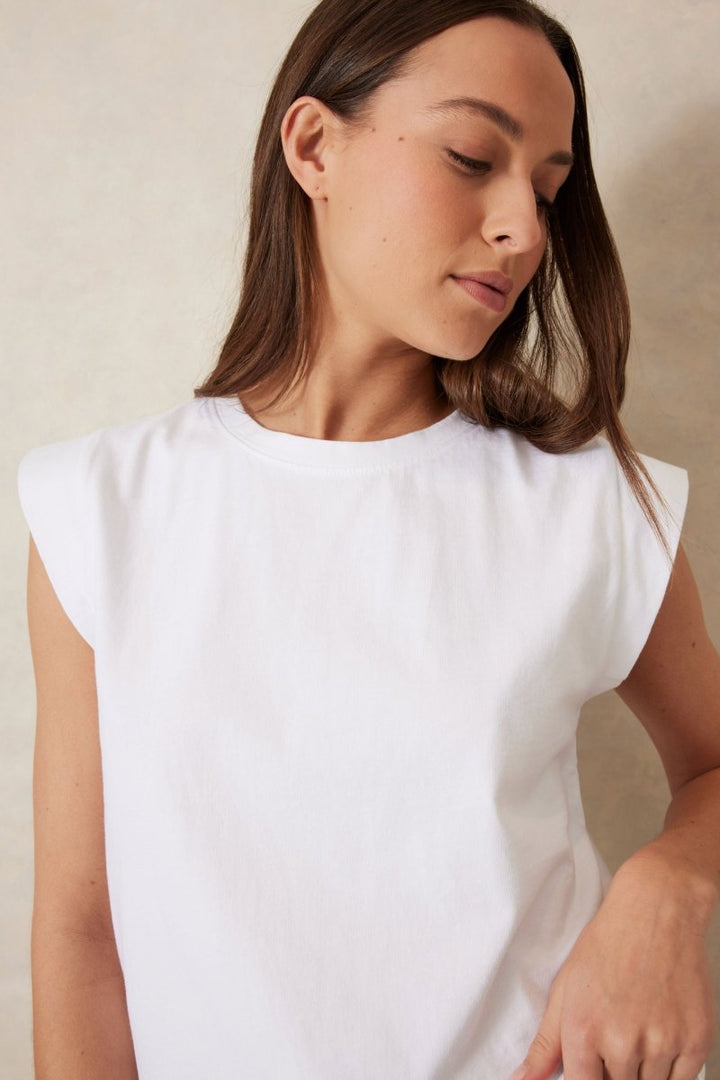 Esme Extended Shoulder Tee - White Tee shirt Ceres Life
