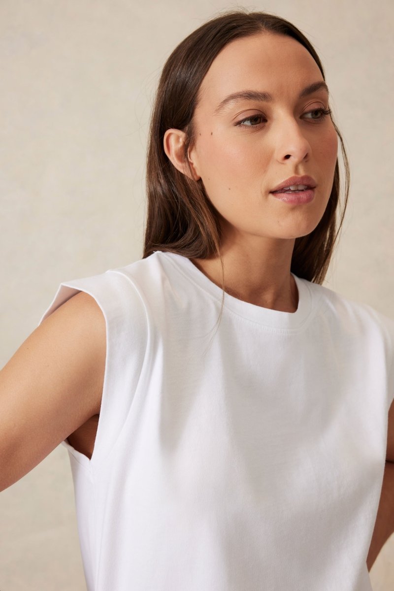 Esme Extended Shoulder Tee - White Tee shirt Ceres Life