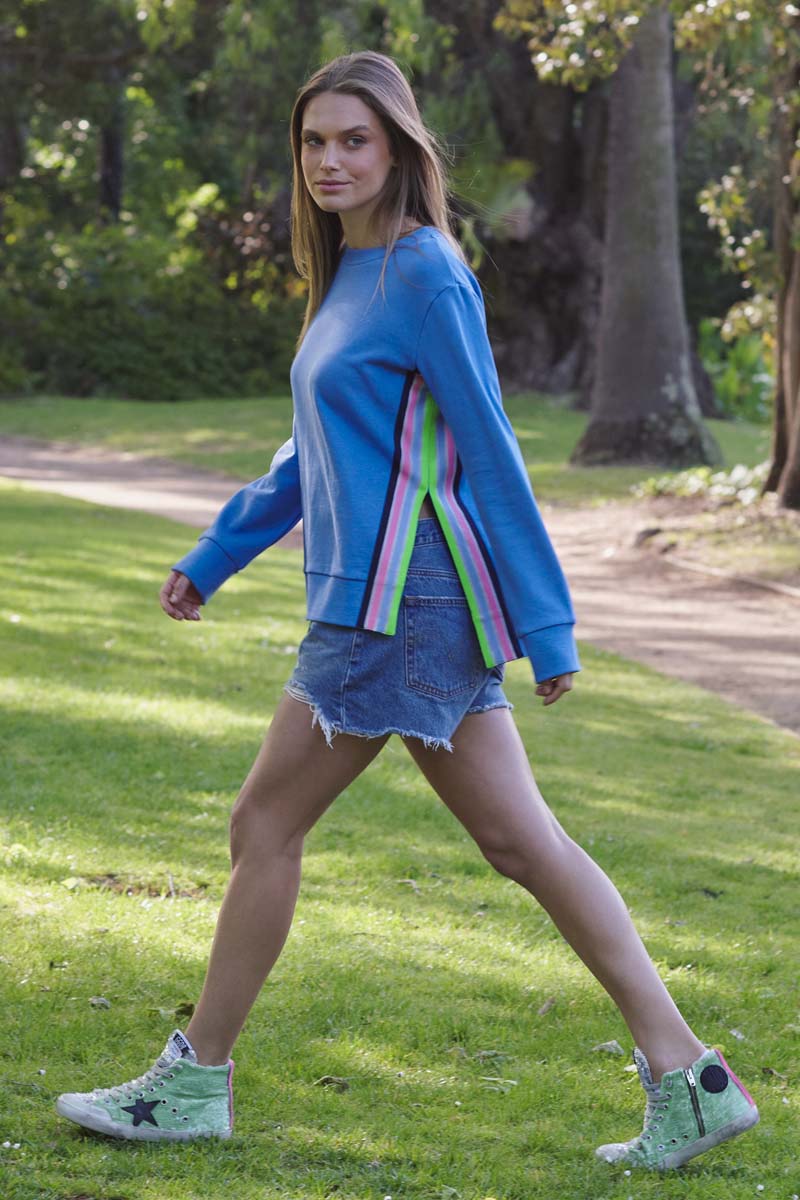 EST 1971 Classic Trim Side Sweat Shirt - Cornflour windcheeter Est 1971