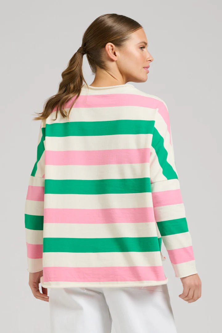 EST 1971 Raw long sleeve sweatshirt - Pink & Green Stripe windcheeter Est 1971