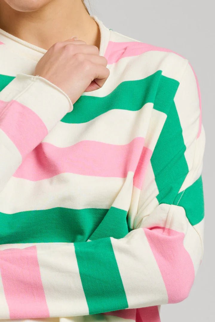 EST 1971 Raw long sleeve sweatshirt - Pink & Green Stripe windcheeter Est 1971