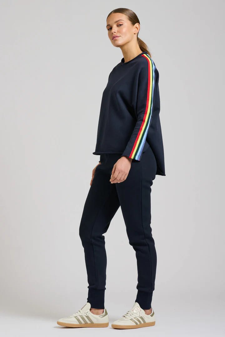 EST 1971 Raw Tape Long Sleeve Sweatshirt - Navy / Rainbow windcheeter Est 1971