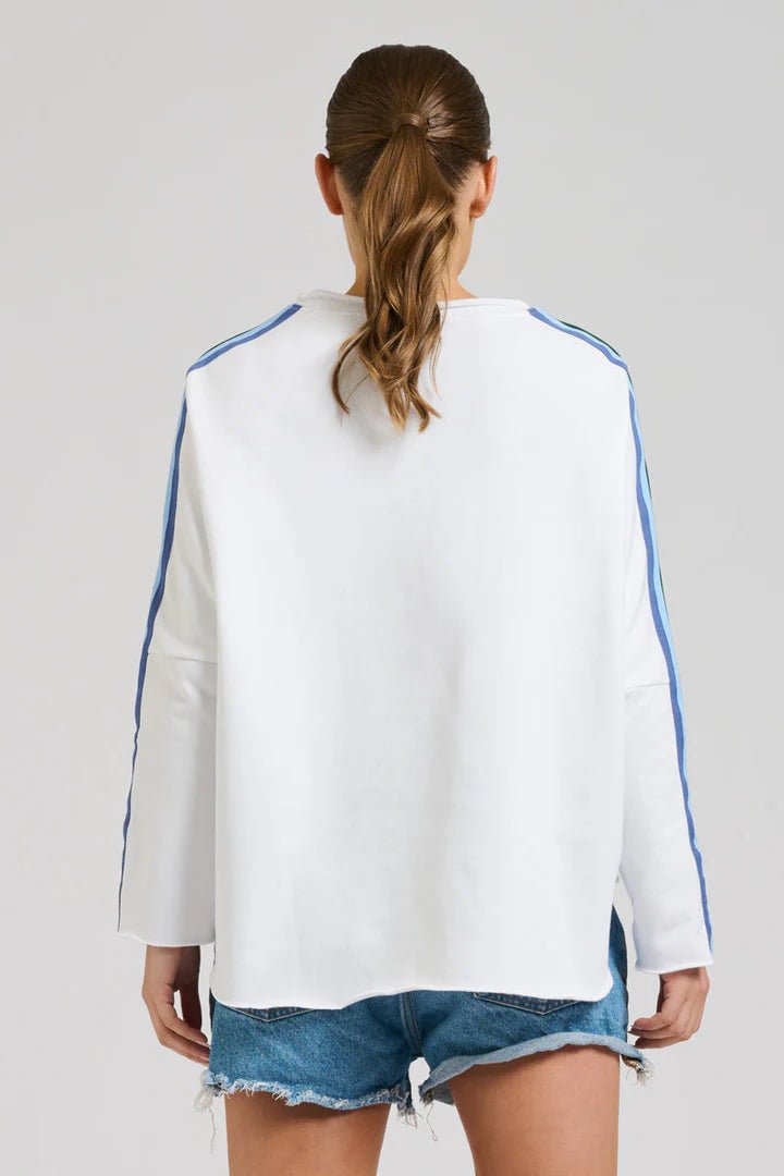 EST 1971 Raw Tape Long Sleeve Sweatshirt - White / Rainbow windcheeter Est 1971
