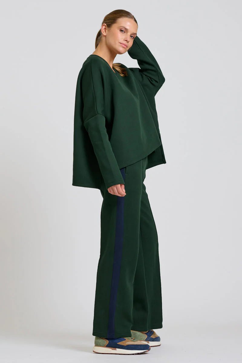 EST 1971 - Scuba Track Pant - Racing Green with Navy Stripe Pant Est 1971
