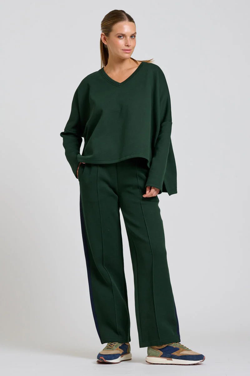 EST 1971 - Scuba Track Pant - Racing Green with Navy Stripe Pant Est 1971
